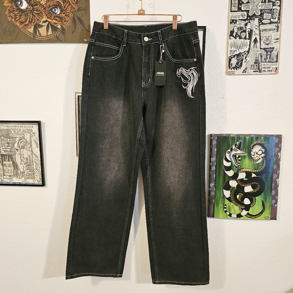 Black Wide Legged Jeans - Picture 1 of 3